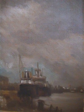 Georges Brandstatter, Antwerp, the port, huile sur toile, 1998